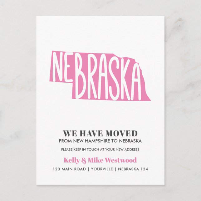 NEBRASKA Wir haben neue Adresse Neue Zuhause versc Postkarte (Vorderseite)
