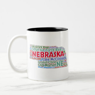 Nebraska-Wort-Wolke Zweifarbige Tasse