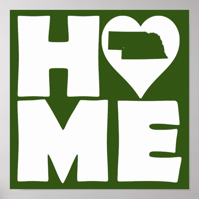 Nebraska Zuhause Heart Staaten Poster Sign (Vorne)