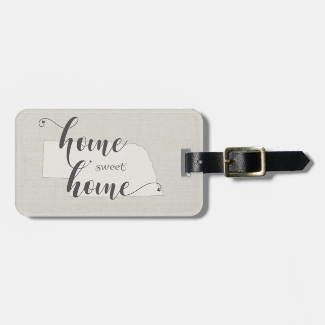 Nebraska - Zuhause-süßer Zuhause Leinwandblick Gepäckanhänger (Vorderseite horizontal)