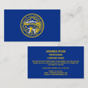 Nebraskan-Flagge, Flagge von Nebraska Visitenkarte