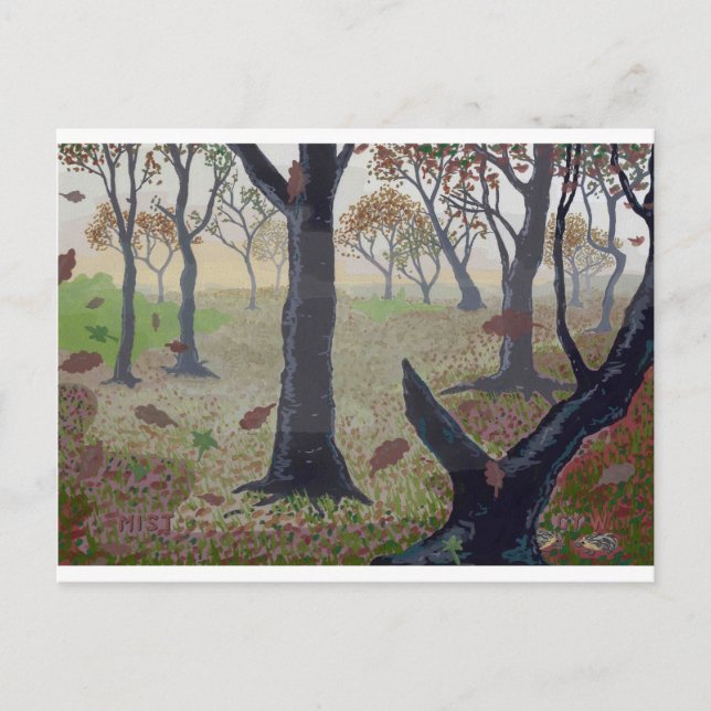 Nebst im Herbst im Wald Postkarte (Vorderseite)