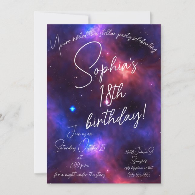 Nebula Birthday Einladung (Vorderseite)