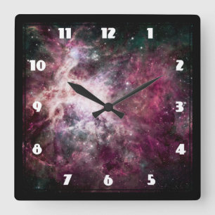 Nebula Formation in Outer Space Quadratische Wanduhr