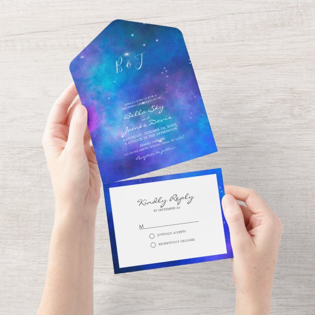 Nebula Interstellar alle in einer Hochzeitseinladu All In One Einladung (Abreißen)
