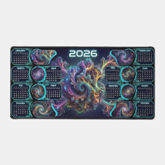 Nebula Nexus Command Mat – 2026 Galaxy Calendar  Schreibtischunterlage