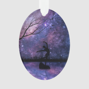 Nebula Sky Dancer Silhouette - Lila & rosa Ornament