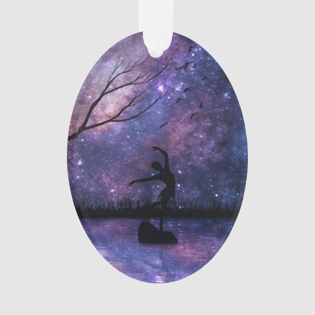 Nebula Sky Dancer Silhouette - Lila & rosa Ornament (Vorderseite)