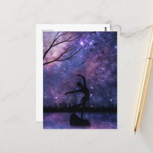 Nebula Sky Dancer Silhouette - Lila & rosa Postkarte