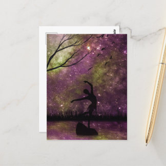 Nebula Sky Dancer Silhouette - Rosa & Gelb Postkarte