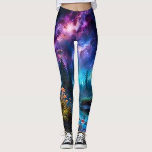 Nebula und biolumineszente Alien Pilze Leggings