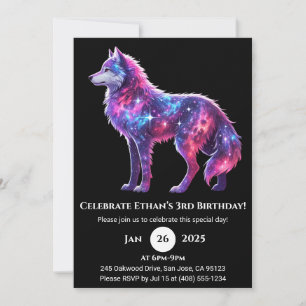 Nebula Wolf Stehende Kunst Print Birthday Einladun Einladung