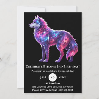 Nebula Wolf Stehende Kunst Print Birthday Einladun Einladung