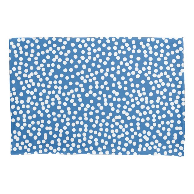 Nebulas Blau mit weißem Schnee-Punkte Kissen Hülle Kissenbezug (Vorderseite-Links)