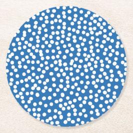 Nebulas Blau mit weißem Schnee-Punkte-Papier Unter Runder Pappuntersetzer