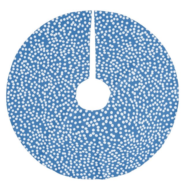 Nebulas Blau mit weißen Schneepunkten Polyester Weihnachtsbaumdecke (Vorderseite)