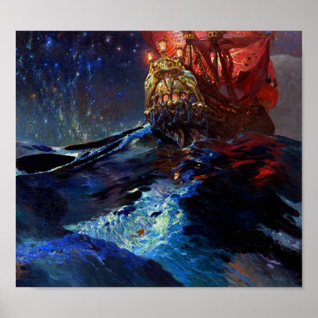 Nec Mergitur von Ferdynand Ruszczyc farbiges Schif Poster (Vorne)