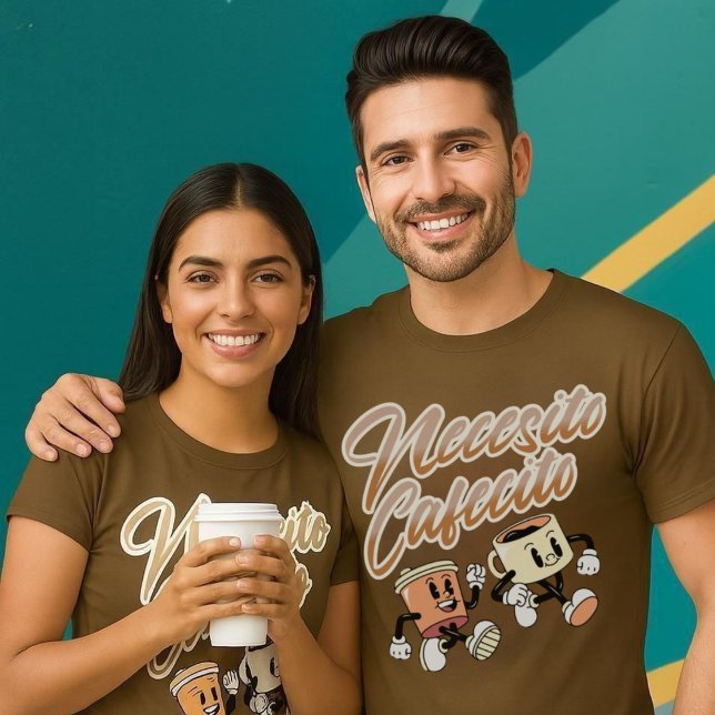 Necesito Cafecito Vintag Spanisches Coffee Shirt (Necesito Cafecito Vintage Spanish Coffee Shirt close up.)