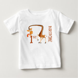 Neck & Neck Giraffe Erstes Geburtstags-Baby-T-Shir Baby T-shirt