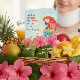 Neck Surgery Healing Scarlet Macaws, Hibiscus Karte