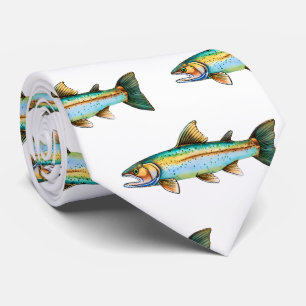 Neck Tie - Aquarellfarben Serie: Forellen/Lachs Krawatte