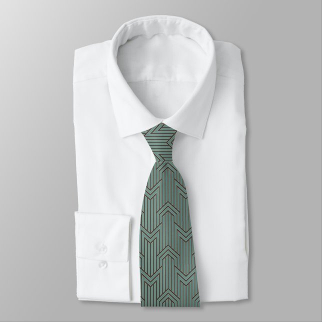 Neck Tie - Green Art Deco Design Krawatte (Gebunden)