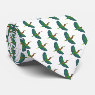 Neck Tie - Green Heron (weiß) Krawatte