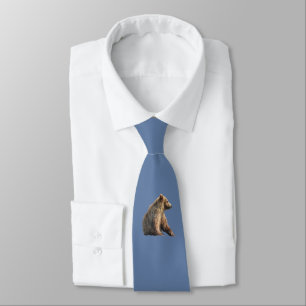 Neck Tie mit Grizzly Bärenkuppe Krawatte