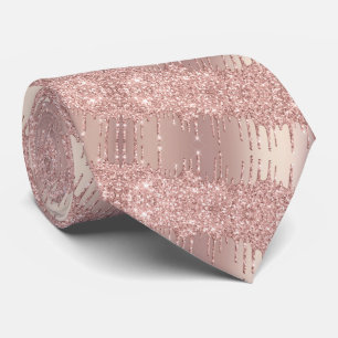 Neck Tie mit Rose Blush Glitzer Sparkle Tropfen Krawatte