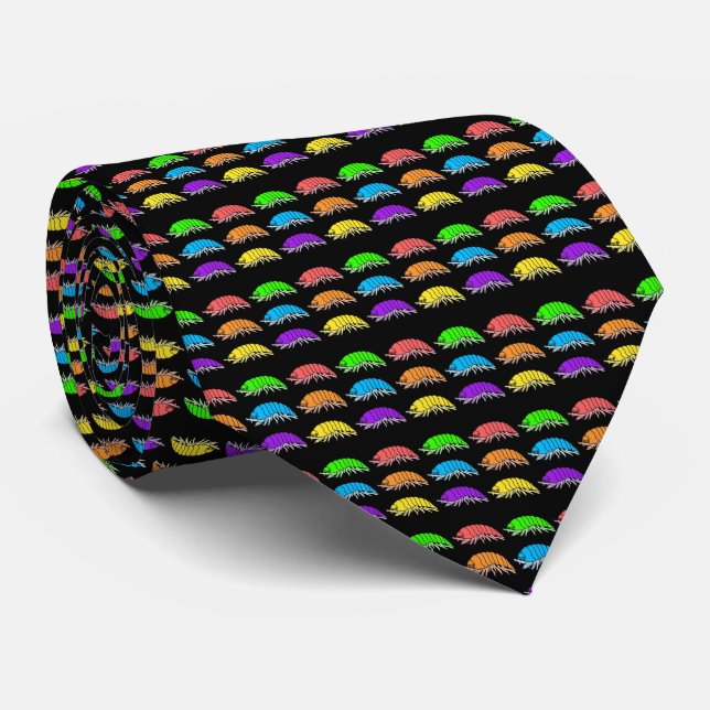 Neck Tie (schwarz) - Rainbow Pill Bugs Krawatte (Gerollt)