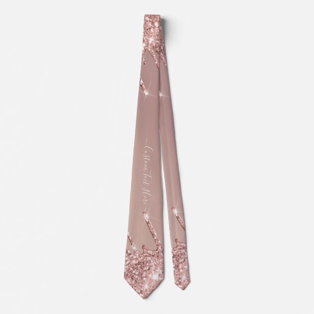 Neck Tie Text Rose Gold Blush Glitzer Sparkone Krawatte (Vorderseite)