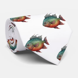 Neck Tie - Wasserfarbenserie: Piranha Krawatte