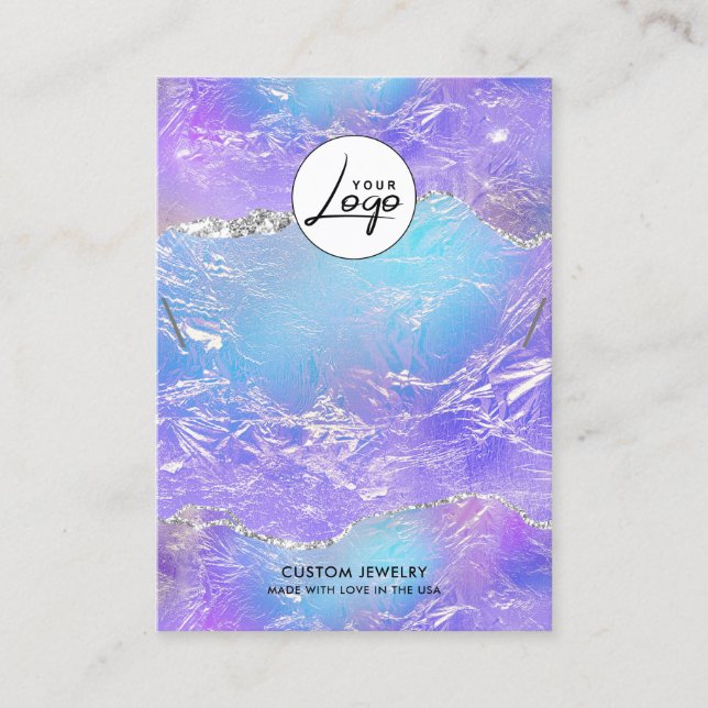 Necklace-Bracelet-Anzeige für Lila und blaue Folie Visitenkarte (Vorderseite)