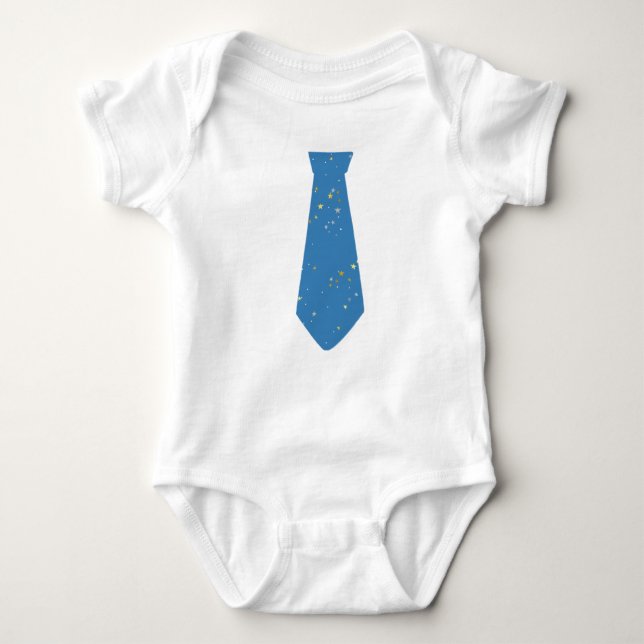 Necktie Blue Stars Baby Strampler (Vorderseite)