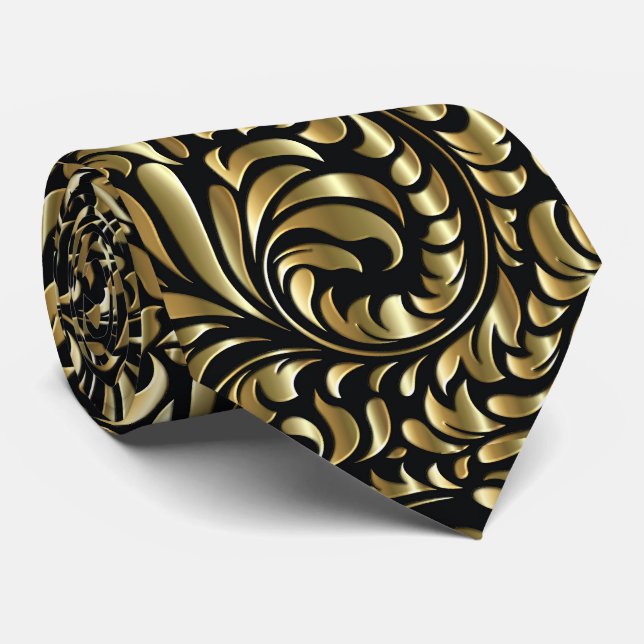 Necktie - Drama in Schwarz und Gold Krawatte (Gerollt)