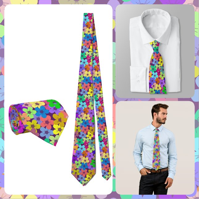 NECKTIE - Flowers in Rainbow Colors Krawatte (Von Creator hochgeladen)