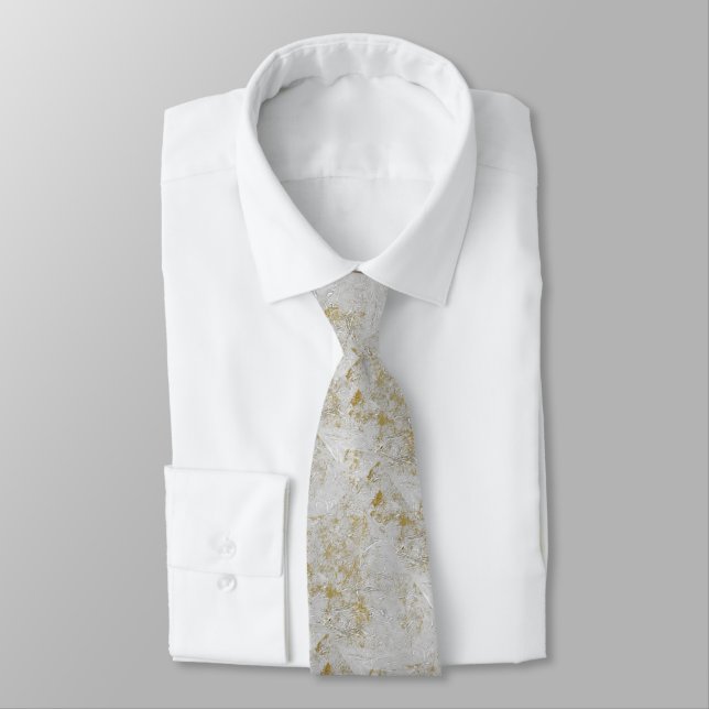 Necktie mit modernem braunem goldweißem Design Krawatte (Gebunden)