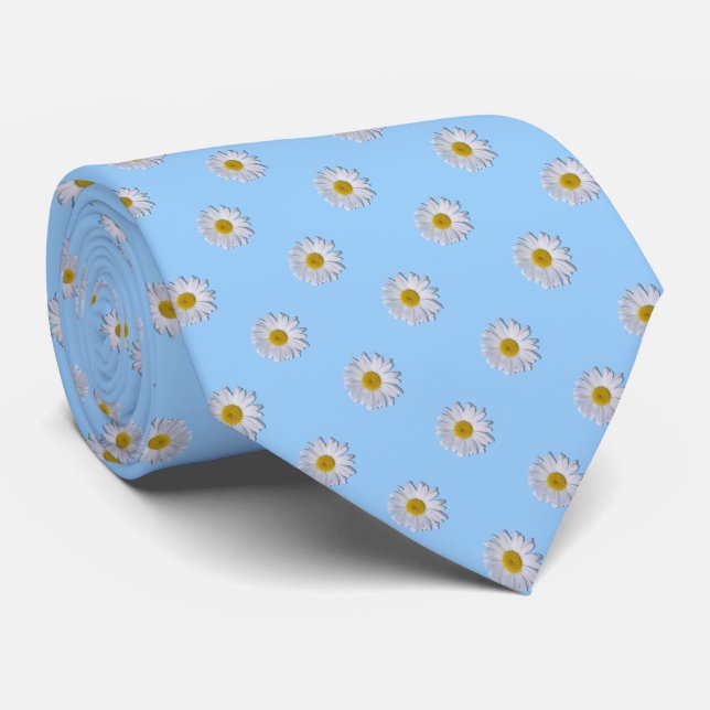 Necktie - New Daisy on Blue Krawatte (Gerollt)