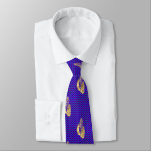 Necktie Royal Blue mit Blätter & Lavender Krawatte