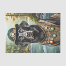 Ned geht zum See, Black Lab in Fishing Vest Seidenpapier