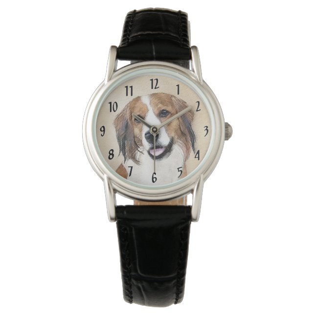 Nederlandse Kooikerhondje Malerei - Hunde Kunst Armbanduhr (Vorderseite)
