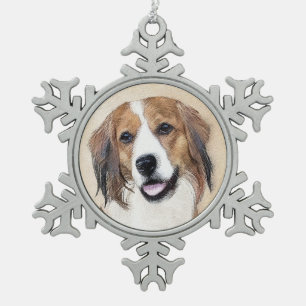 Nederlandse Kooikerhondje Malerei - Hunde Kunst Schneeflocken Zinn-Ornament