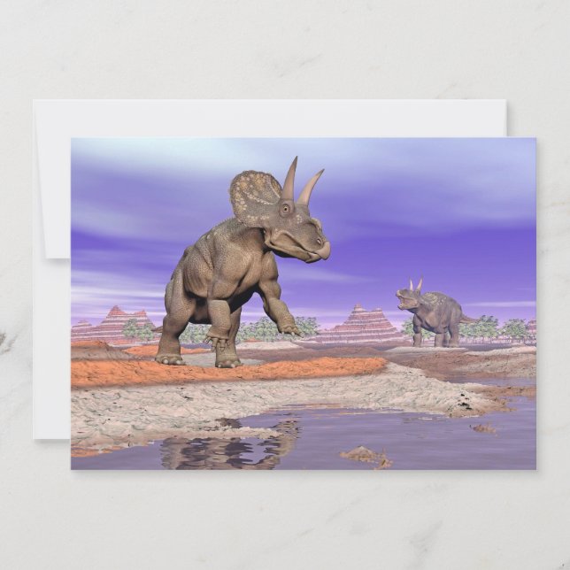 Nedoceratops/diceratops Dinosaurier in der Natur (Vorderseite)
