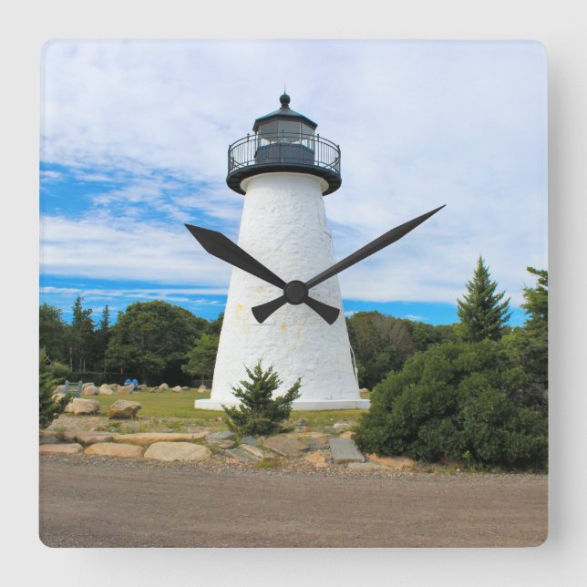 Ned's Point Lighthouse, Massachusetts Wall Clock Quadratische Wanduhr (Vorderseite)