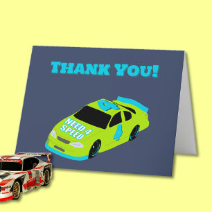 Need 4 Speed Race Car Boys 4. Geburtstag Party Dankeskarte
