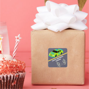 Need 4 Speed Race Car Boys 4. Geburtstag Party Quadratischer Aufkleber