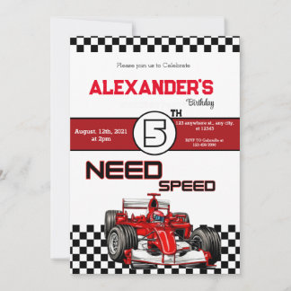 Need 5 Speed Red Race Car Einladung