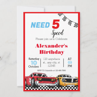 Need 5 Speed Red Race Car Einladung
