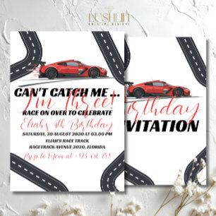 Need for Speed Birthday Race Red Car Party Einladung