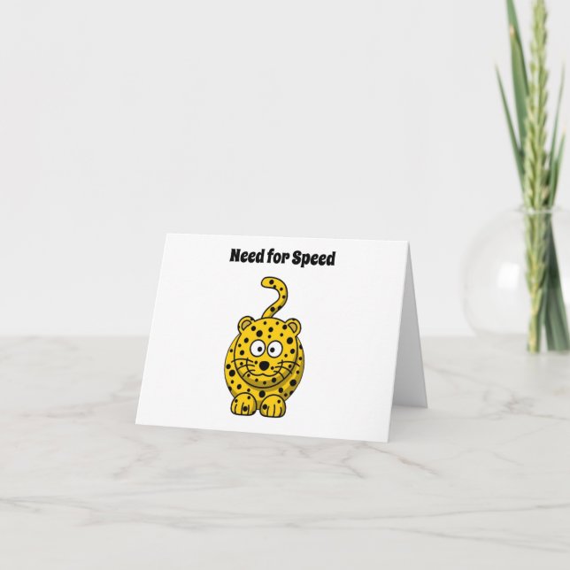 Need for Speed, Funny Cheetah Cartoon Cat Design Karte (Vorderseite)
